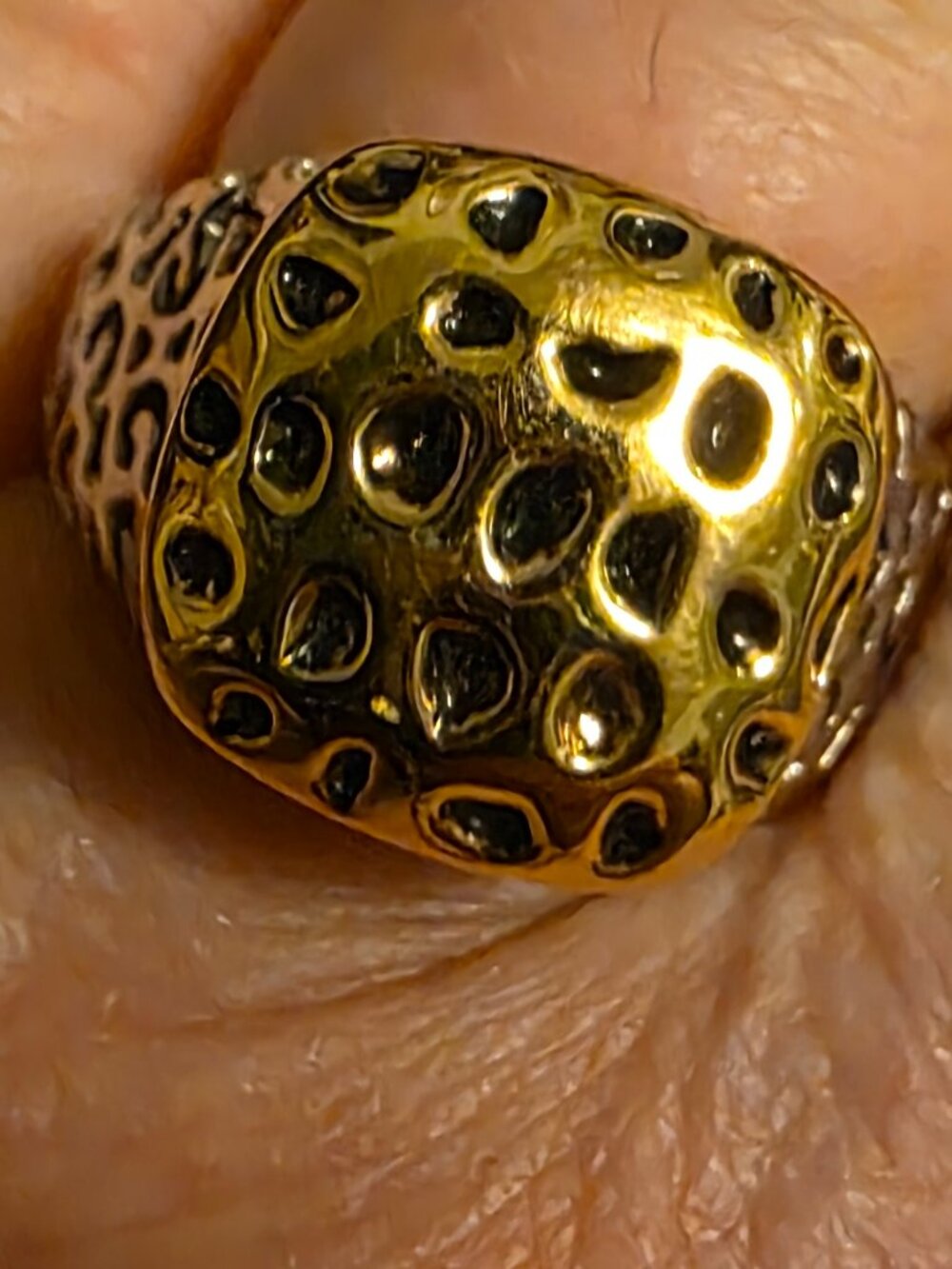 Gold Dome Ring Two Tone Silver Filigree Band Statement Ring Size 9 Bold Textured